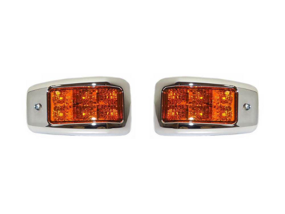 Door Flasher R/H = L/H - Amber - With Chrome Mould - LED - Sold As a Pair - 500 Series (17-On)