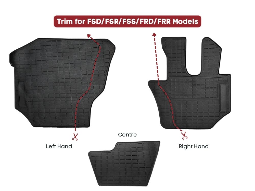 Isuzu F Series Rubber Floor Mats – Right Hand Left Hand & Centre – 3 Piece Set – FRD/FRR/FSD/FSR/FTR/FSS 4X4 (12/2007-On) image 3
