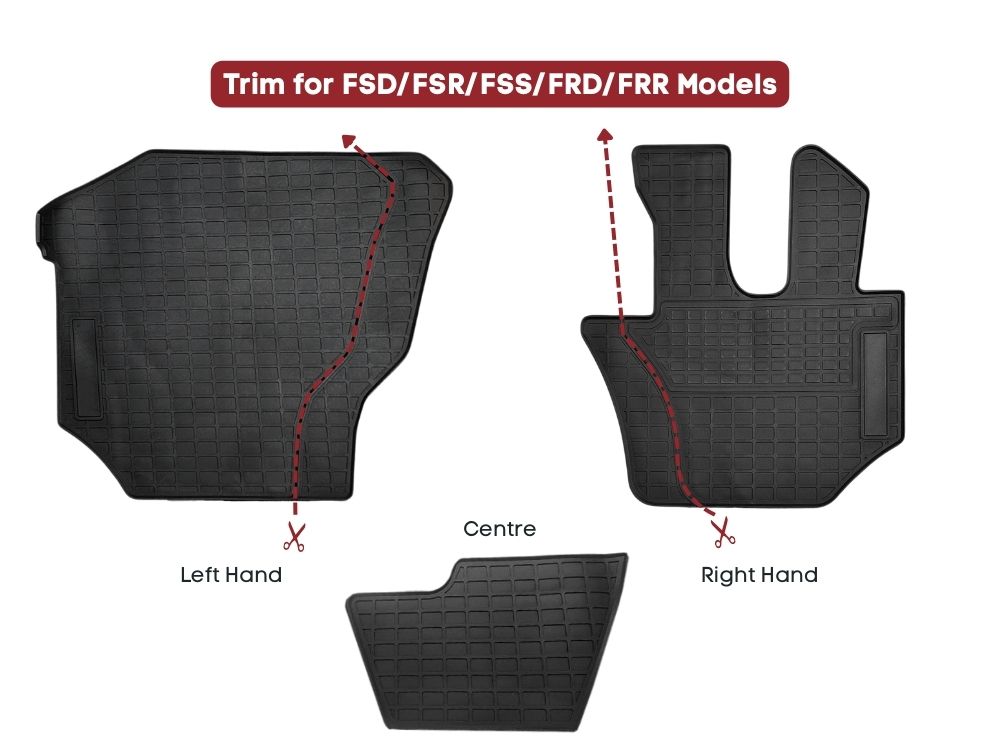 Isuzu F Series Rubber Floor Mats Right Hand Left Hand & Centre – 3 Piece Set – FTR/FVD/FVL/FVM/FVR/FVZ/FVY/FXY/FXZ/FYH/FTS 4×4 (2008-On) image 2
