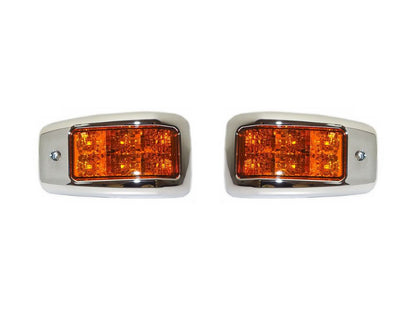 Hino 300 Series/Dutro Door Flasher Right Hand / Left Hand – LED – Amber – With Chrome Mould – Sold As a Pair – XZU6/7_XKU6/7_XJC7 (10/2011-On) image 1