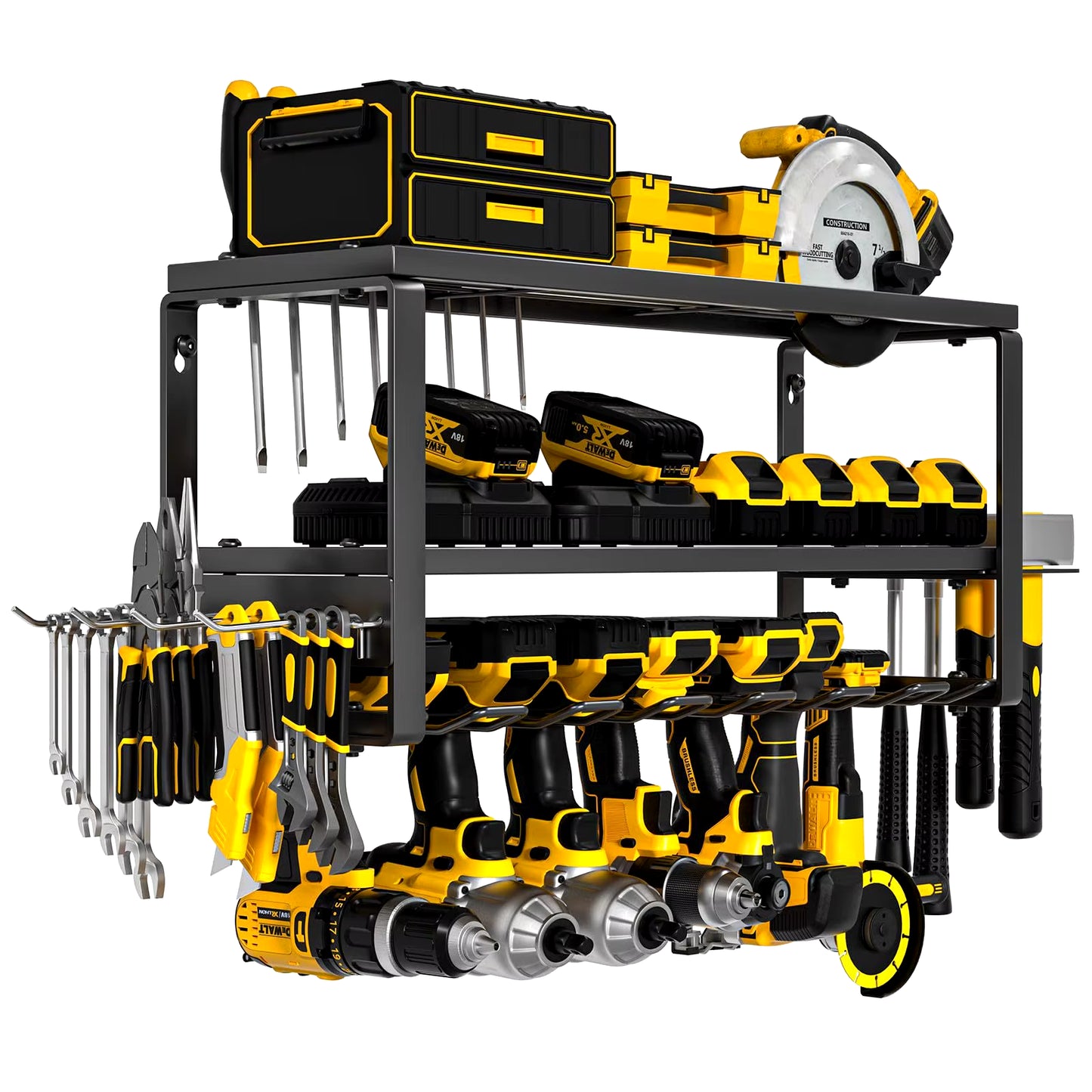 Hand Power Tools Organizer Rack 3 Layers Wall Mount Workshop Garage Storage Tool Cabinet Heavy Duty Electric Drill Tool Holder
