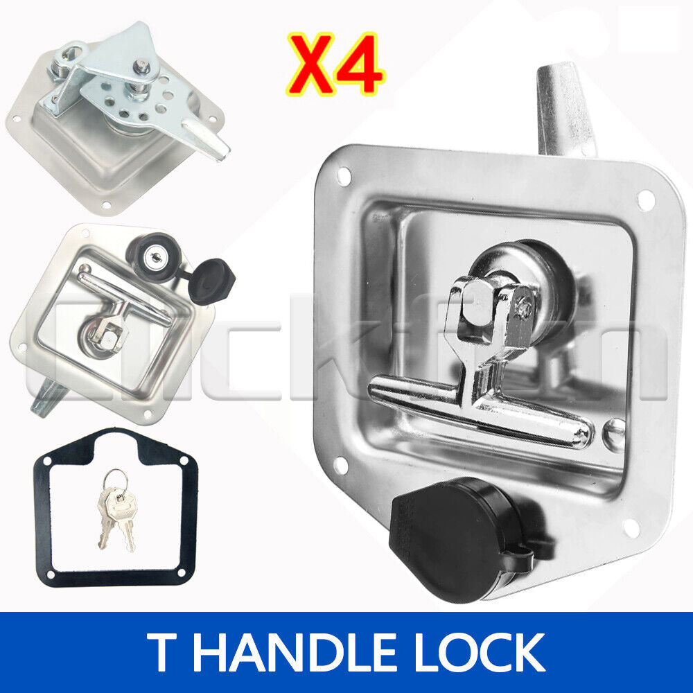 4X T Handle Locks Tool Box with Keys Stainless Steel Trailer Camper Truck