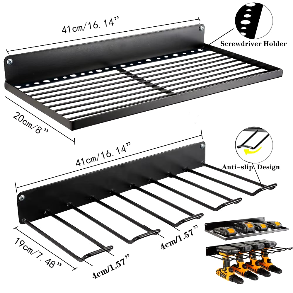 Hand Power Tools Organizer Rack 3 Layers Wall Mount Workshop Garage Storage Tool Cabinet Heavy Duty Electric Drill Tool Holder