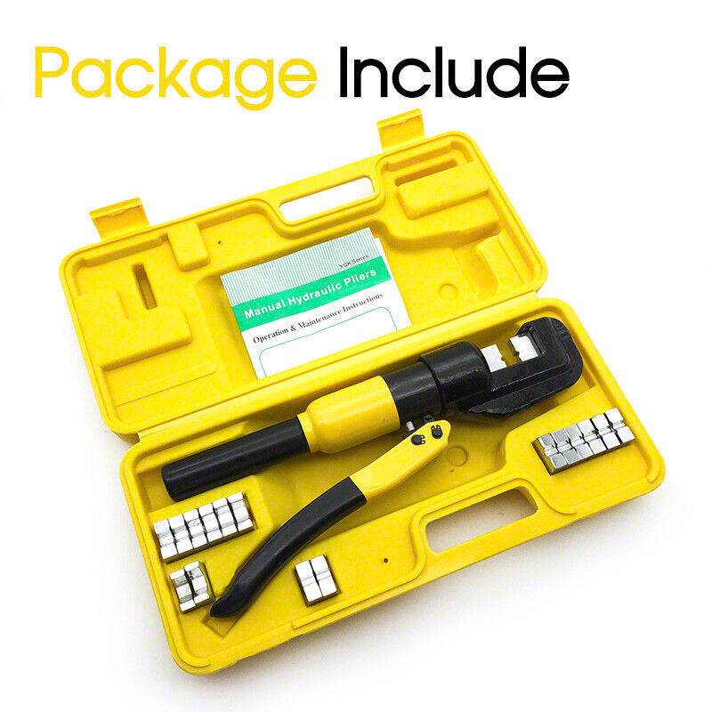 8 Ton Wire Force Hydraulic Terminal Crimper Cable Crimping Tool 9 Dies 4-70Mm