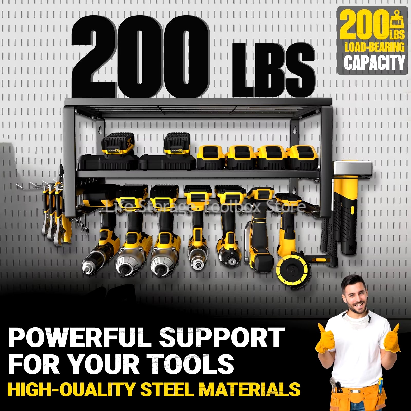 Hand Power Tools Organizer Rack 3 Layers Wall Mount Workshop Garage Storage Tool Cabinet Heavy Duty Electric Drill Tool Holder