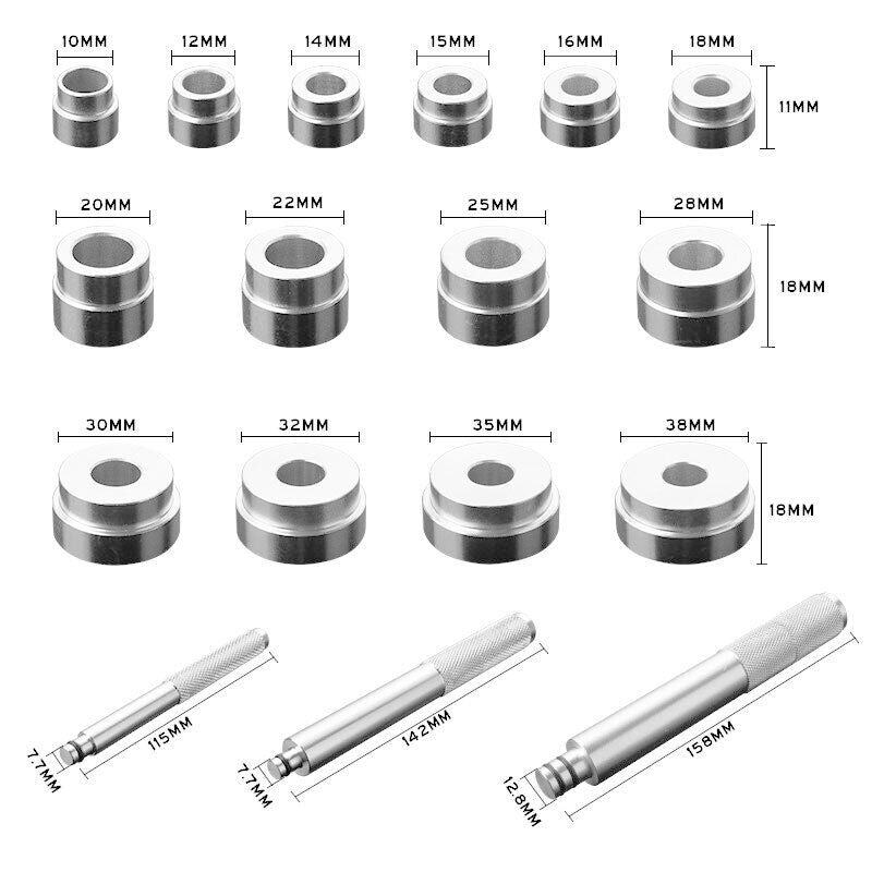 Wheel Bearing Race Seal Bush Driver Set Garage Tool Kit 17Pc Aluminum Mm