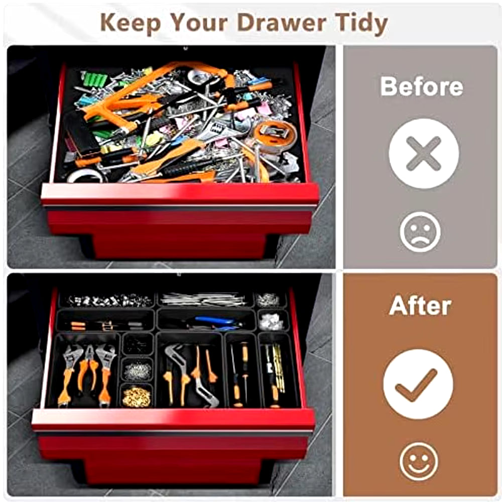 Tool Box Organizer Drawer Tray Dividers Set Workbench Cabinet Bins Tool Chest Organization Garage Hardware Tool Tray