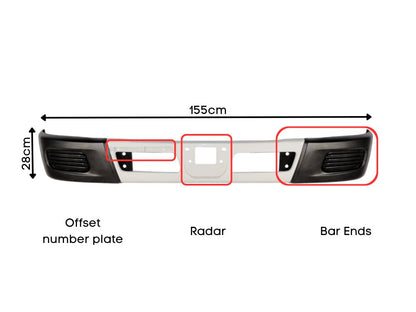 Mitsubishi/Fuso Canter Front Bumper Bar – Narrow Cab – Without Fog and With Radar and OffSet Number Plate – Second Hand – FEA (2019-2024) image 2