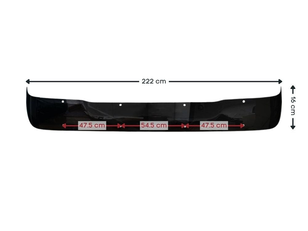 DAF CF Series high-roof sunvisor dimensions
