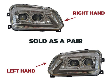 Hino Ranger Pro Headlamp Right Hand & Left Hand – LED – Chrome – With Daytime Running Lamp – SOLD AS A PAIR – FC/FD/FE/GD/FG/FL/FM/FT/GH/GT 4X4 (2003-2017) image 1