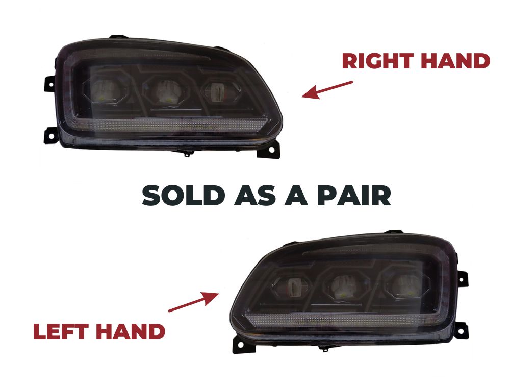 Hino Ranger Pro Headlamp Right Hand & Left Hand – LED – Black – With Daytime Running Lamp – SOLD AS A PAIR – FC/FD/FE/GD/FG/FL/FM/FT/GH/GT 4X4 (2003-2017) image 1