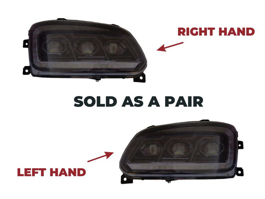 Hino Ranger Pro Headlamp Right Hand & Left Hand – LED – Black – With Daytime Running Lamp – SOLD AS A PAIR – FC/FD/FE/GD/FG/FL/FM/FT/GH/GT 4X4 (2003-2017) image 1