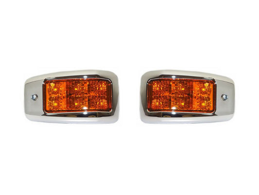Door Flasher R/H Right Hand = L/H Left Hand  –  Amber  –  With Chrome Mould  –  LED  –  Sold As a Pair  –  To Suit Hino 500 Series (17-On)