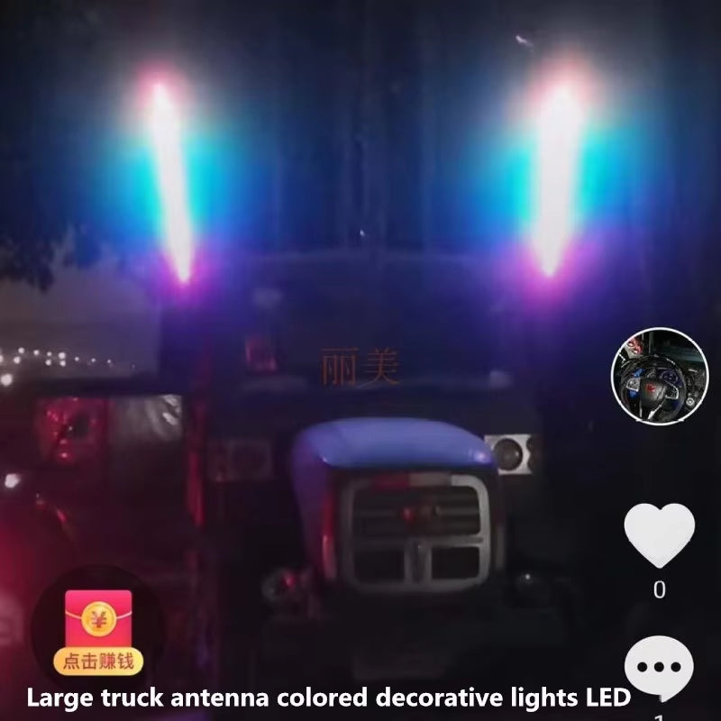 Large Truck Antenna Color Decoration Light LED Truck Roof Radio Signal Receiving Line Welcome Light 24V