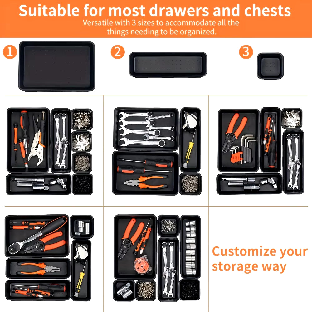 Tool Box Organizer Drawer Tray Dividers Set Workbench Cabinet Bins Tool Chest Organization Garage Hardware Tool Tray