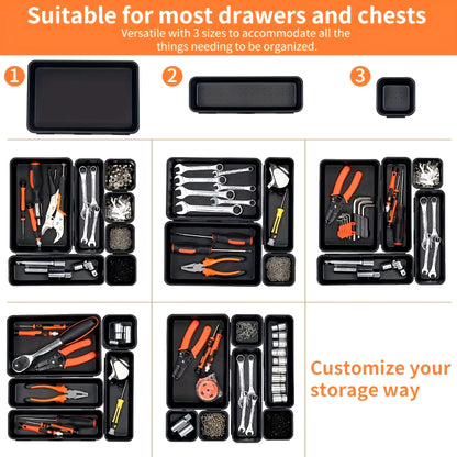 Tool Box Organizer Drawer Tray Dividers Set Workbench Cabinet Bins Tool Chest Organization Garage Hardware Tool Tray
