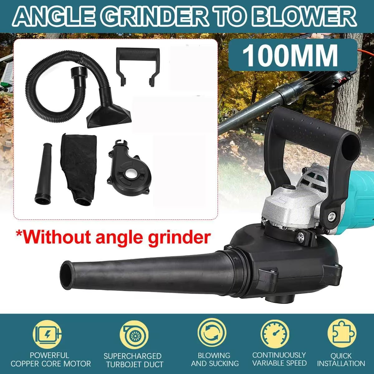 Wind Dust Blower Accessory Only for 100Mm Angle Grinder Converted into Blower Vacuum Cleaner Cordless Electric Air Blower