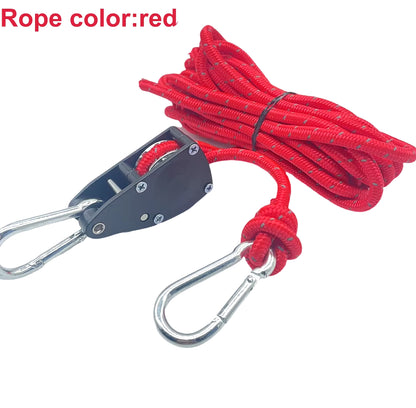6Mm Camping Reflective Tent Tie down Rope Tightener Fastening Wind Rope Buckle Pulley Ratchet Awning Rope Hook