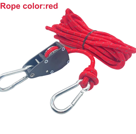 6Mm Camping Reflective Tent Tie down Rope Tightener Fastening Wind Rope Buckle Pulley Ratchet Awning Rope Hook