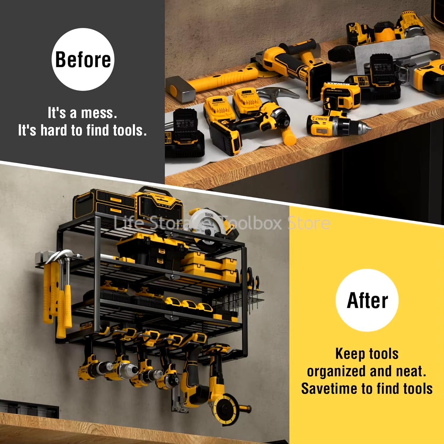 Hand Power Tools Organizer Rack 3 Layers Wall Mount Workshop Garage Storage Tool Cabinet Heavy Duty Electric Drill Tool Holder