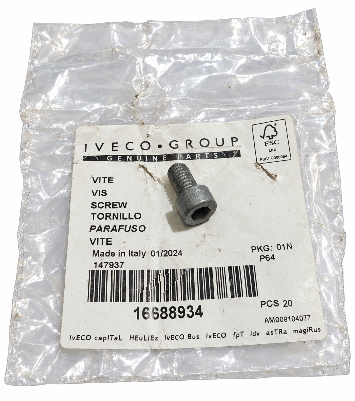 Iveco Daily Genuine 65C 70C Rear Hub Locking Bolt 16688934